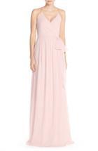 Women's Ceremony By Joanna August 'dc' Halter Wrap Chiffon Gown - Pink