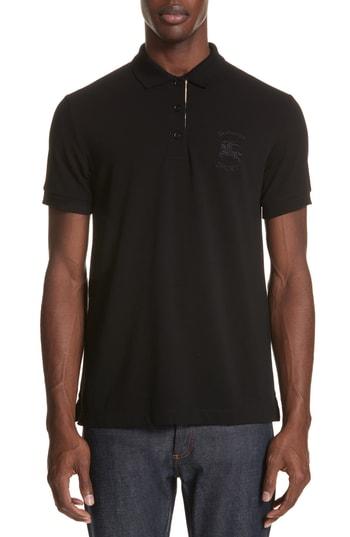 Women's Burberry Hartford Pique Polo, Size - Black