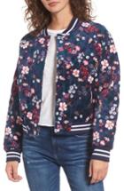 Women's Juicy Couture Floral Quilted Velour Bomber Jacket - Blue