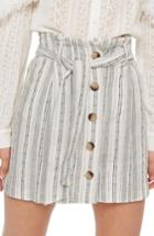 Women's Topshop Stripe Paperbag Miniskirt Us (fits Like 0) - Ivory