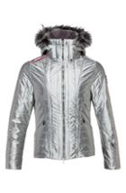 Women's Rossignol Ellipsis Metallic Waterproof Jacket With Faux Fur Trim - Grey
