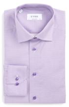 Men's Eton Contemporary Fit Micro Floral Print Dress Shirt - Purple