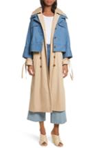 Women's Sea Denim Overlay Trench Coat - Blue