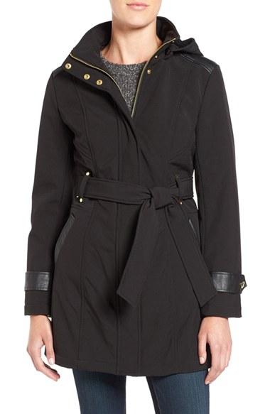 Women's Via Spiga Belted Soft Shell Coat