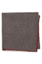 Men's Eleventy Herringbone Wool & Cotton Pocket Square, Size - Grey
