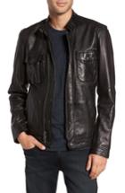 Men's John Varvatos Leather Zip Front Jacket, Size - Black