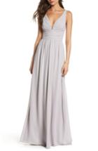 Women's Lulus V-neck Chiffon Gown - Grey