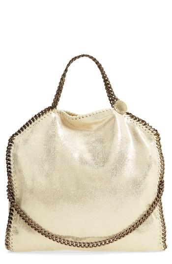 Stella Mccartney Falabella Shaggy Deer Metallic Faux Leather Tote - Yellow