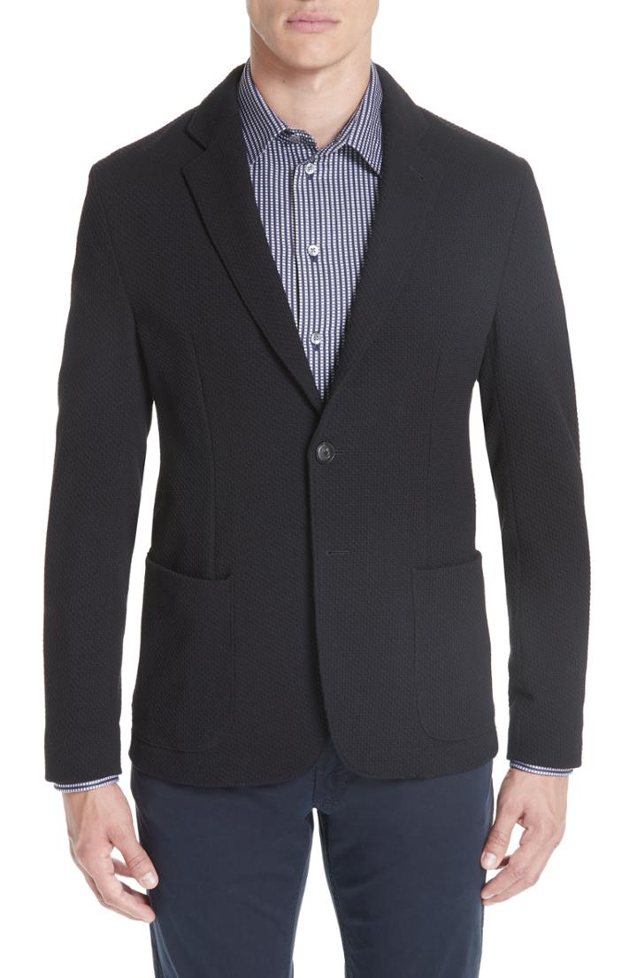 Men's Emporio Armani Slim Fit Stretch Cotton Blend Blazer Us / 50 Eu R - Black