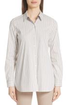 Women's Lafayette 148 New York Helen Stripe Shirt - Grey