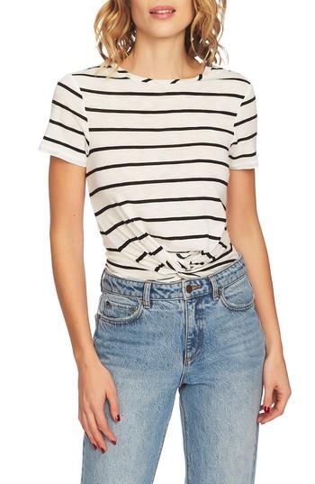 Women's 1.state Stripe Twist Front Short Sleeve Tee, Size - Black