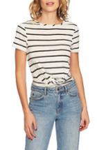 Women's 1.state Stripe Twist Front Short Sleeve Tee, Size - Black