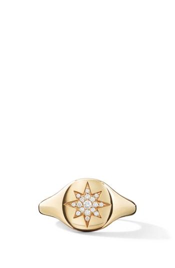 Women's David Yurman Cable Collectibles Compass Mini Pinky Ring In 18k Gold With Diamonds