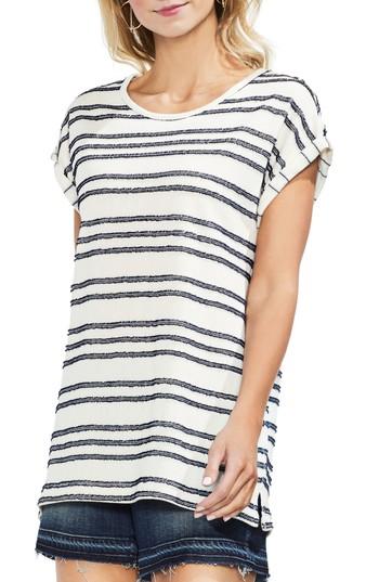Women's Vince Camuto Fringe Stripe Tee - Blue