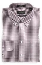 Men's Nordstrom Men's Shop Classic Fit Non-iron Gingham Dress Shirt 36 - Purple (online Only)