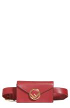 Fendi Liberty Logo Calfskin Leather Belt Bag - Red