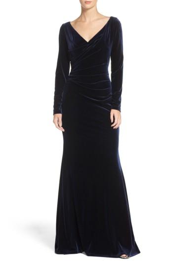 Petite Women's Vince Camuto Velvet Gown P - Blue