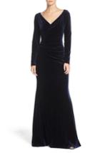 Petite Women's Vince Camuto Velvet Gown P - Blue