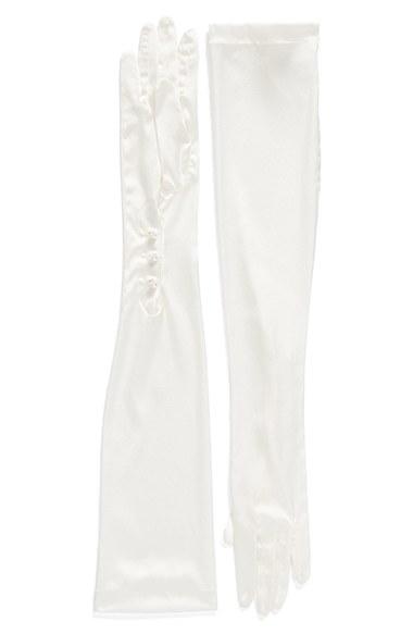 Women's Carolina Amato Opera Length Mousquetaire Stretch Silk Gloves