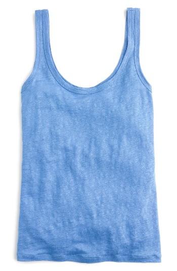 Women's J.crew Scoop Neck Linen Tank Top - Blue