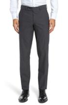 Men's Ted Baker London Jerome Flat Front Stretch Solid Cotton Trousers R - Black