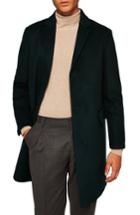 Men's Topman Wool Blend Overcoat - Green