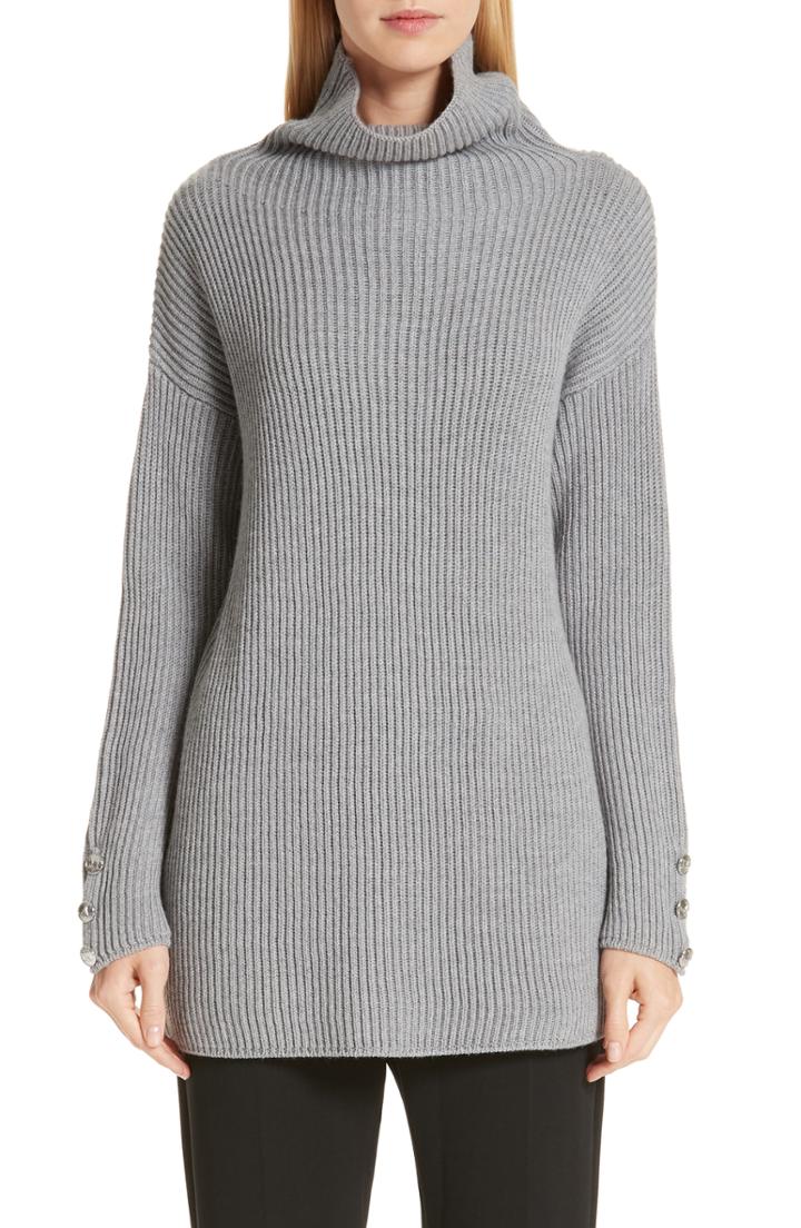 Women's Max Mara Fattore Wool Funnel Neck Sweater - Grey