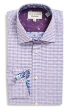 Men's Ted Baker London Trim Fit Check Dress Shirt 34/35 - Purple