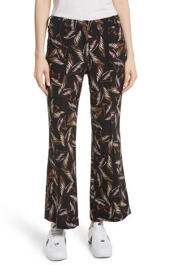 Women's A.l.c. Felix Print Silk Crop Flare Pants - Black
