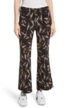 Women's A.l.c. Felix Print Silk Crop Flare Pants - Black