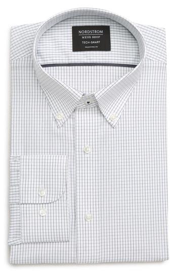Men's Nordstrom Men's Shop Tech-smart Traditional Fit Stretch Check Dress Shirt .5 32 - Blue