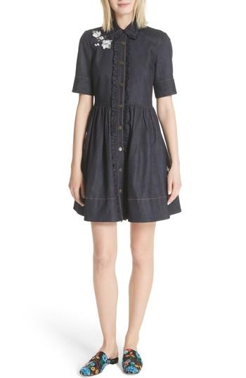 Women's Kate Spade New York Embroidered Denim Shirtdress - Blue