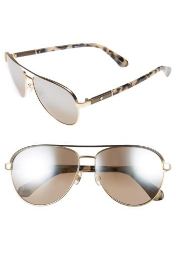 Women's Kate Spade New York Emilyann 59mm Aviator Sunglasses - Gold/ Beige Havana