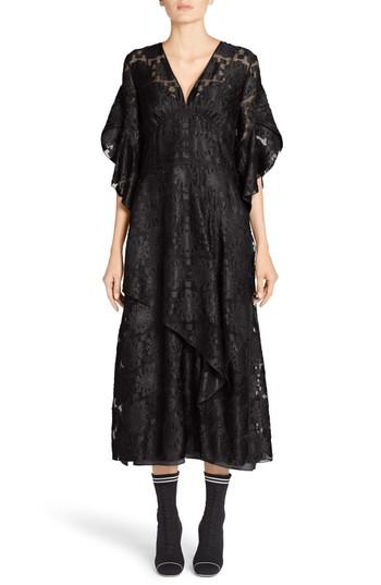 Women's Fendi Daisy Fil Coupe Midi Dress Us / 46 It - Black