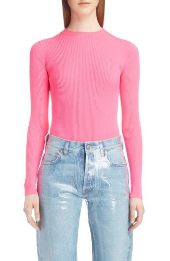 Women's Balenciaga Rib Knit Sweater - Pink