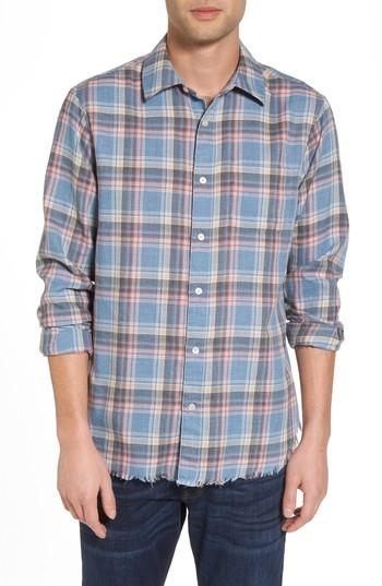 Men's Frame Fray Hem Plaid Flannel Shirt - Blue
