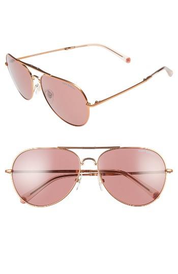 Women's Tory Burch 58mm Foldable Aviator Sunglasses - Rose Gold