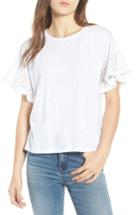 Women's Calibe Eyelet Sleeve Burnout Tee - White