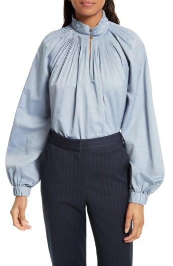 Women's Tibi Edwardian Chambray Top - Blue