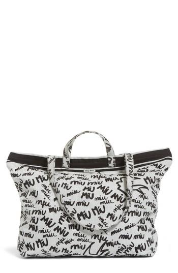 Miu Miu Logo Print Denim Tote - Red
