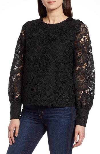 Women's Halogen Lace Blouse - Black