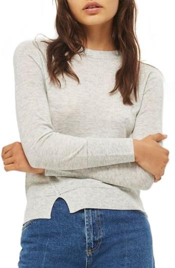 Women's Topshop Pointelle Sweater Us (fits Like 0-2) - Grey