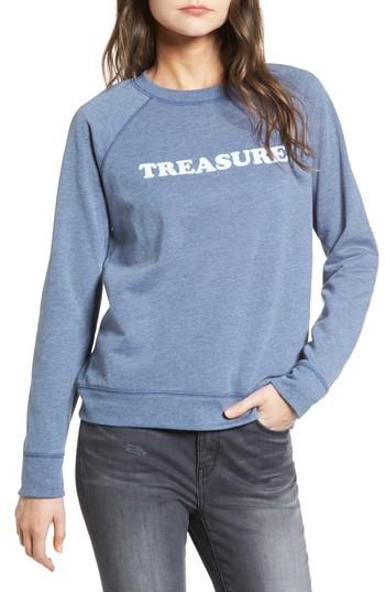 Women's Treasure & Bond Crewneck Sweatshirt, Size - Blue