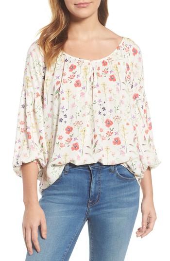 Women's Velvet By Graham & Spencer Spring Floral Peasant Top - White