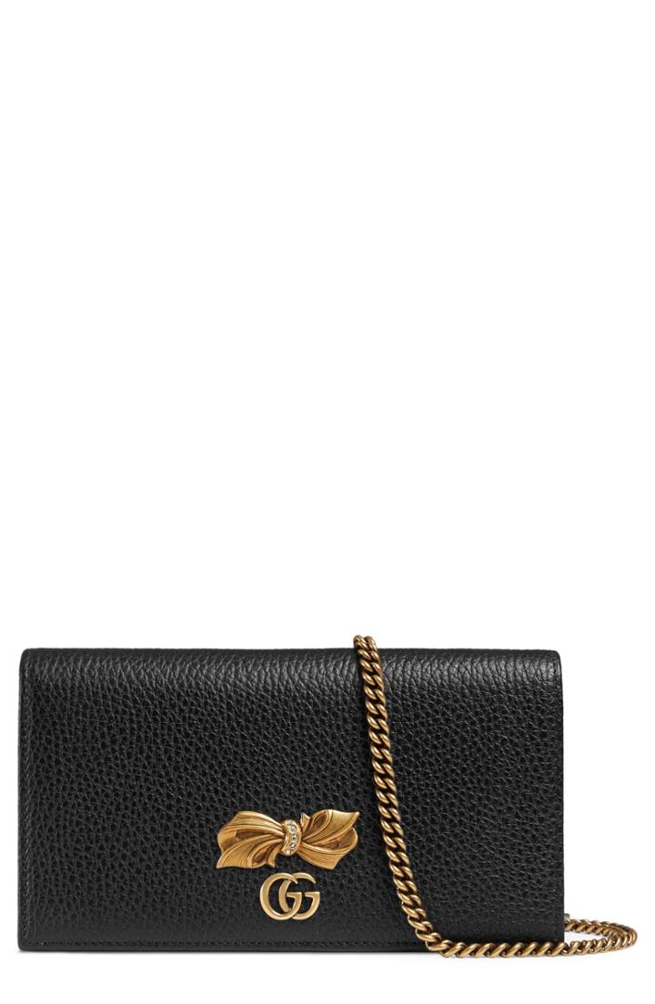 Women's Gucci Fiocchino Leather Wallet On A Chain -