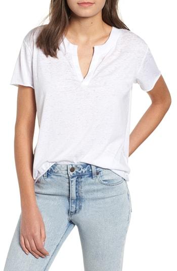 Women's Bp Notch Neck Cotton Blend Tee, Size - White