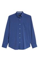 Men's Bugatchi Classic Fit Print Performance Sport Shirt - Blue