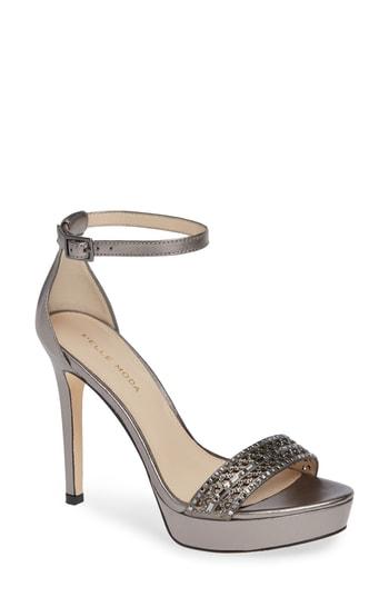 Women's Pelle Moda Olivia Embellished Platform Sandal .5 M - Grey