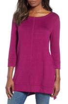 Women's Caslon Three Quarter Sleeve Side Slit Tunic - Purple