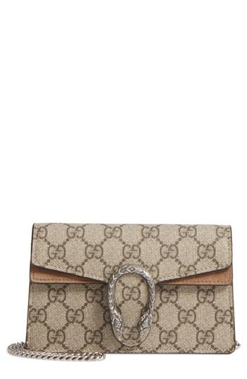 Gucci Super Mini Dionysus Gg Supreme Canvas & Suede Shoulder Bag -